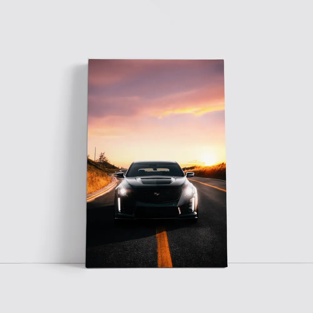 Cadillac CT5 Black Car Sunset Road – Wall Art