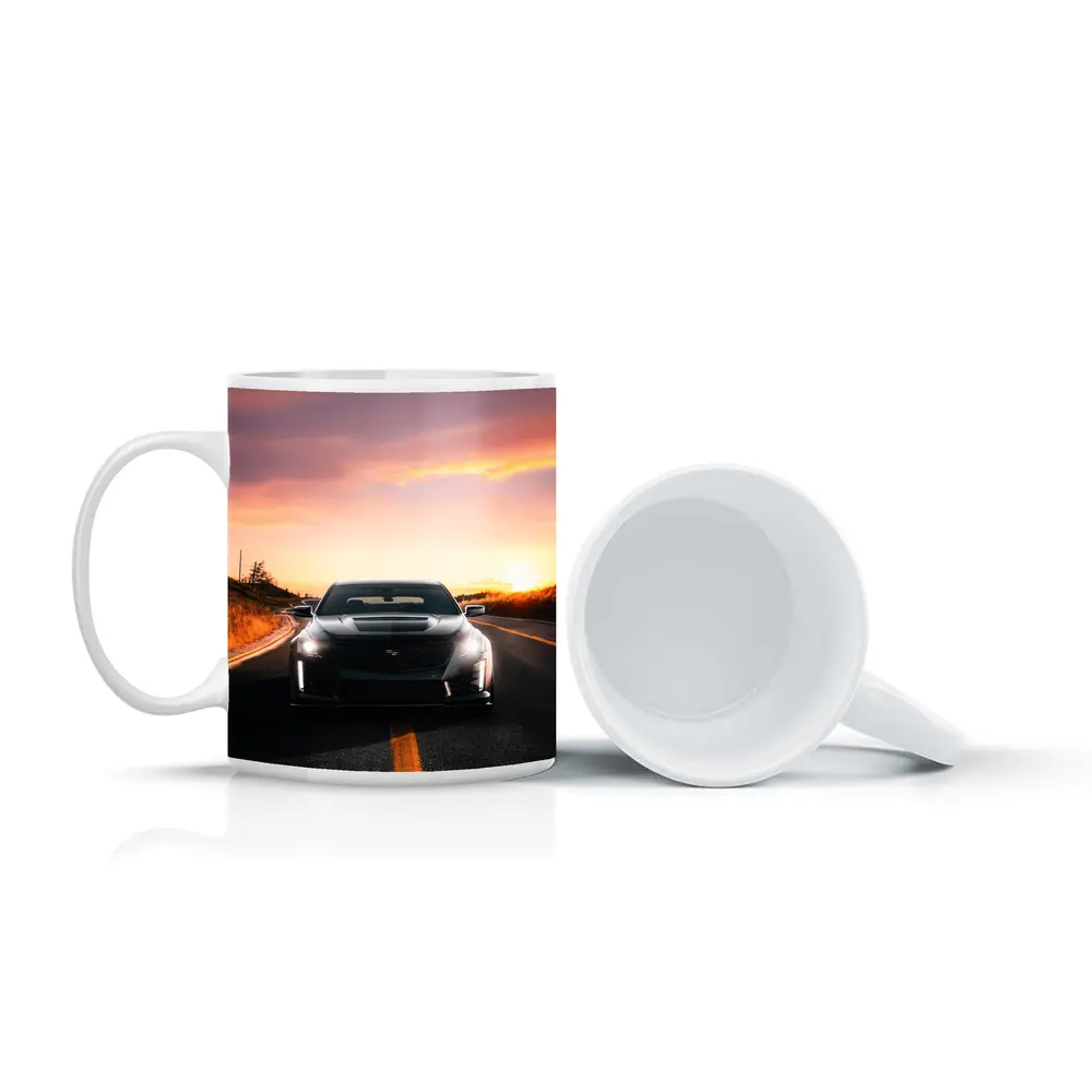 Cadillac CT5 Black Car Sunset Road – Mugs