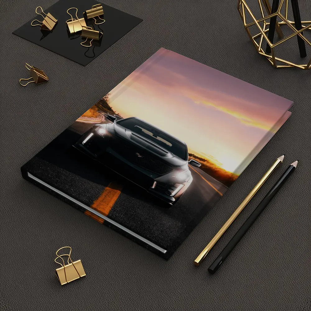 Cadillac CT5 Black Car Sunset Road – Notebooks