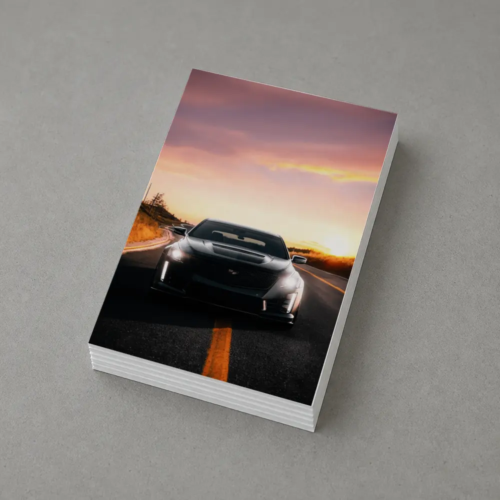 Cadillac CT5 Black Car Sunset Road – Postcards