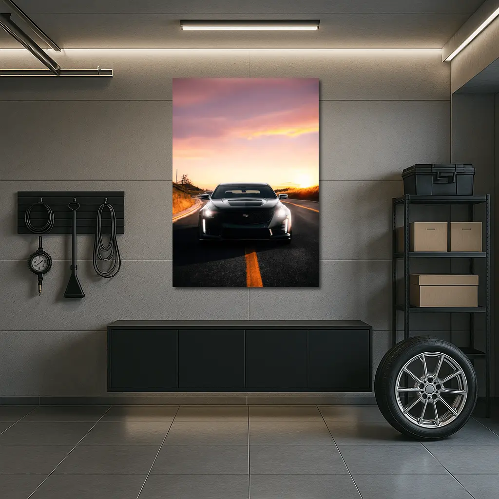 Cadillac CT5 Black Car Sunset Road – Wall Art