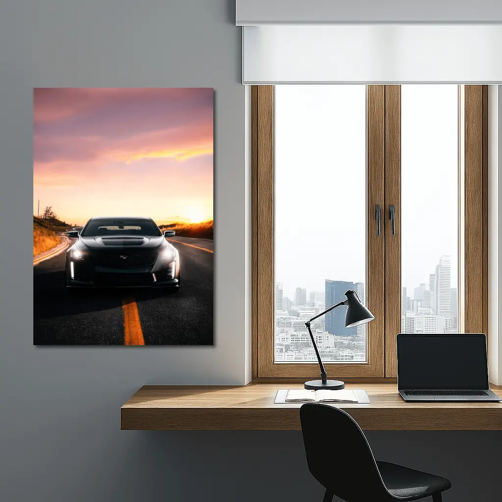Cadillac CT5 Black Car Sunset Road – Wall Art