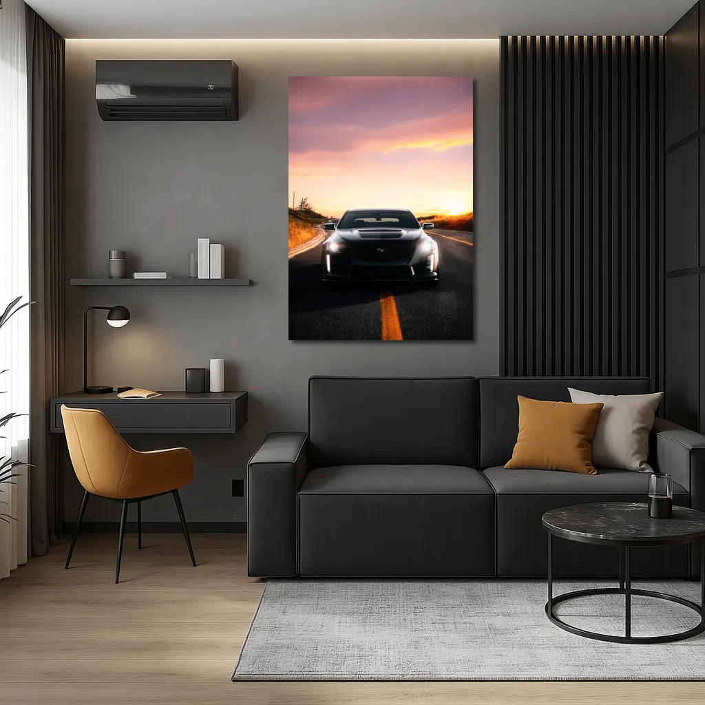 Cadillac CT5 Black Car Sunset Road – Wall Art