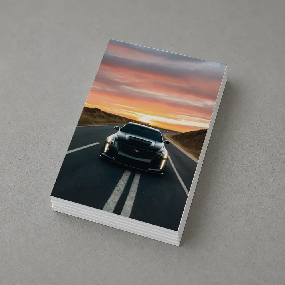 Cadillac CTS Black Car Sunset Road – Postcards