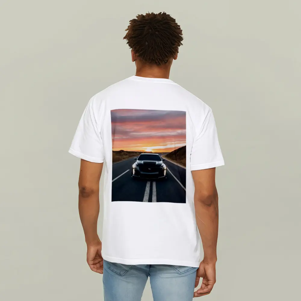 Cadillac CTS Black Car Sunset Road – T-Shirts