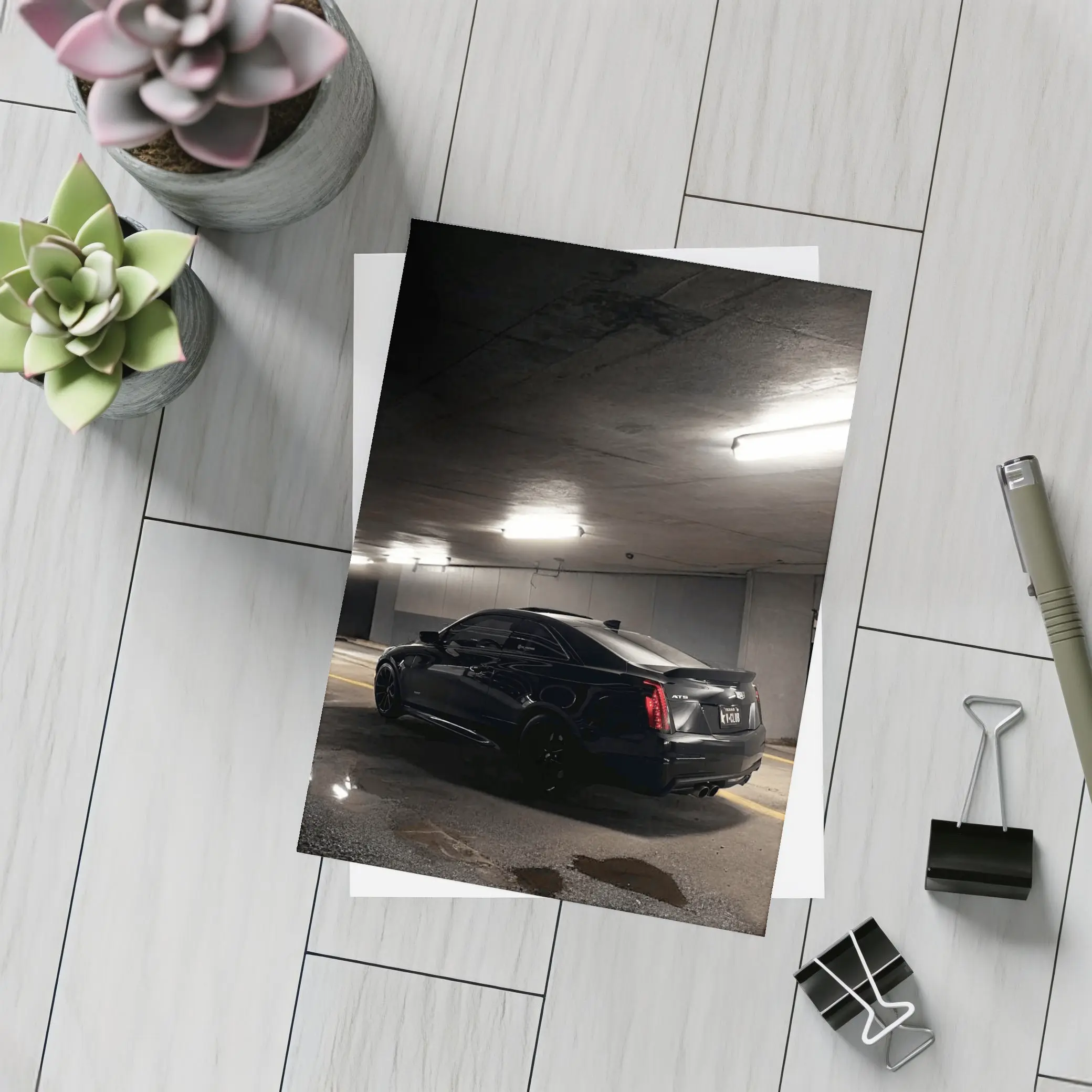 Cadillac ATS Black Coupe Underground Parking – Postcards