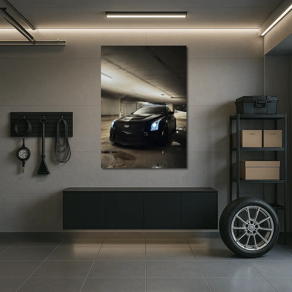 Black Cadillac ATS Underground Parking Garage – Wall Art