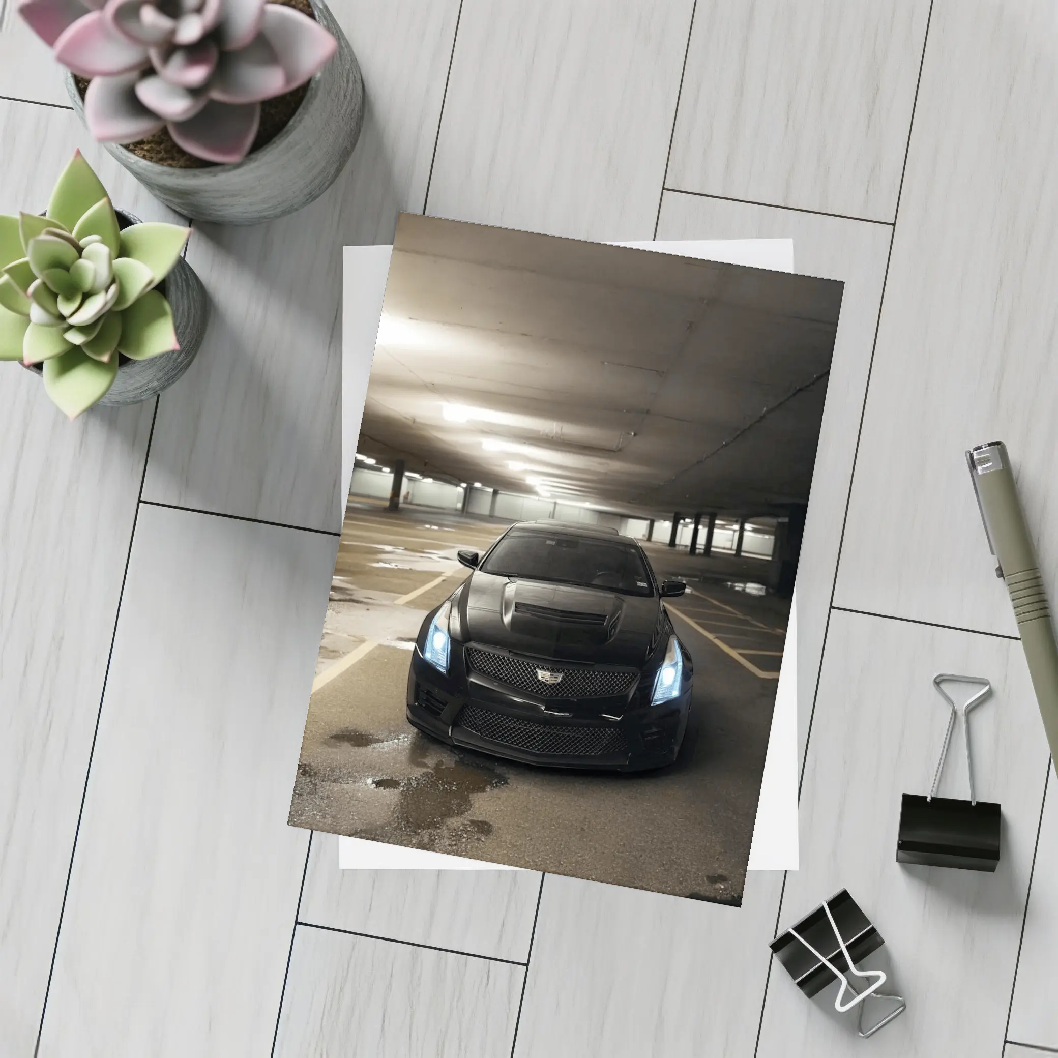 Cadillac ATS Black Underground Parking Garage – Postcards