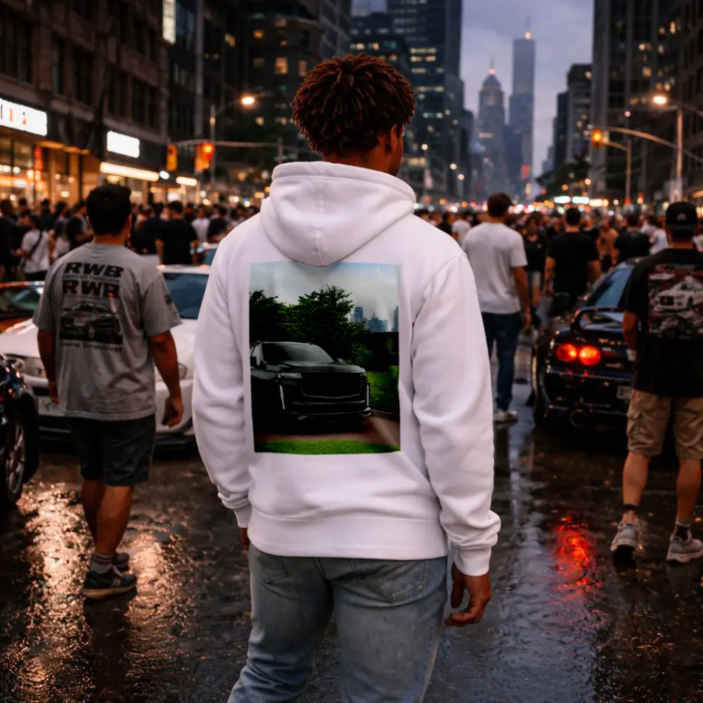 Cadillac Escalade Black SUV City Background – Hoodies