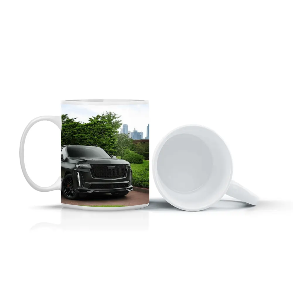 Cadillac Escalade Black SUV City Background – Mugs