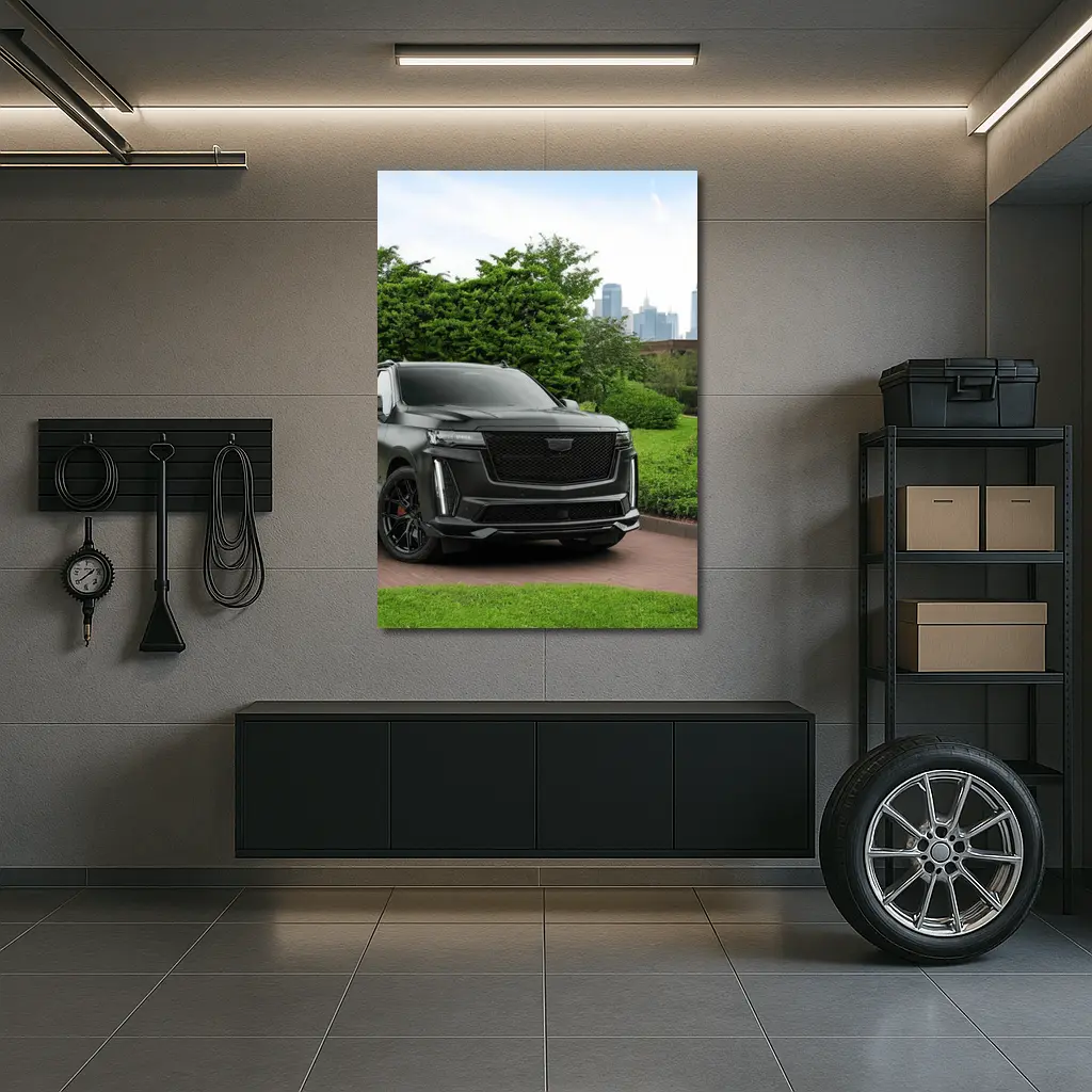 Cadillac Escalade Black SUV City Background – Wall Art