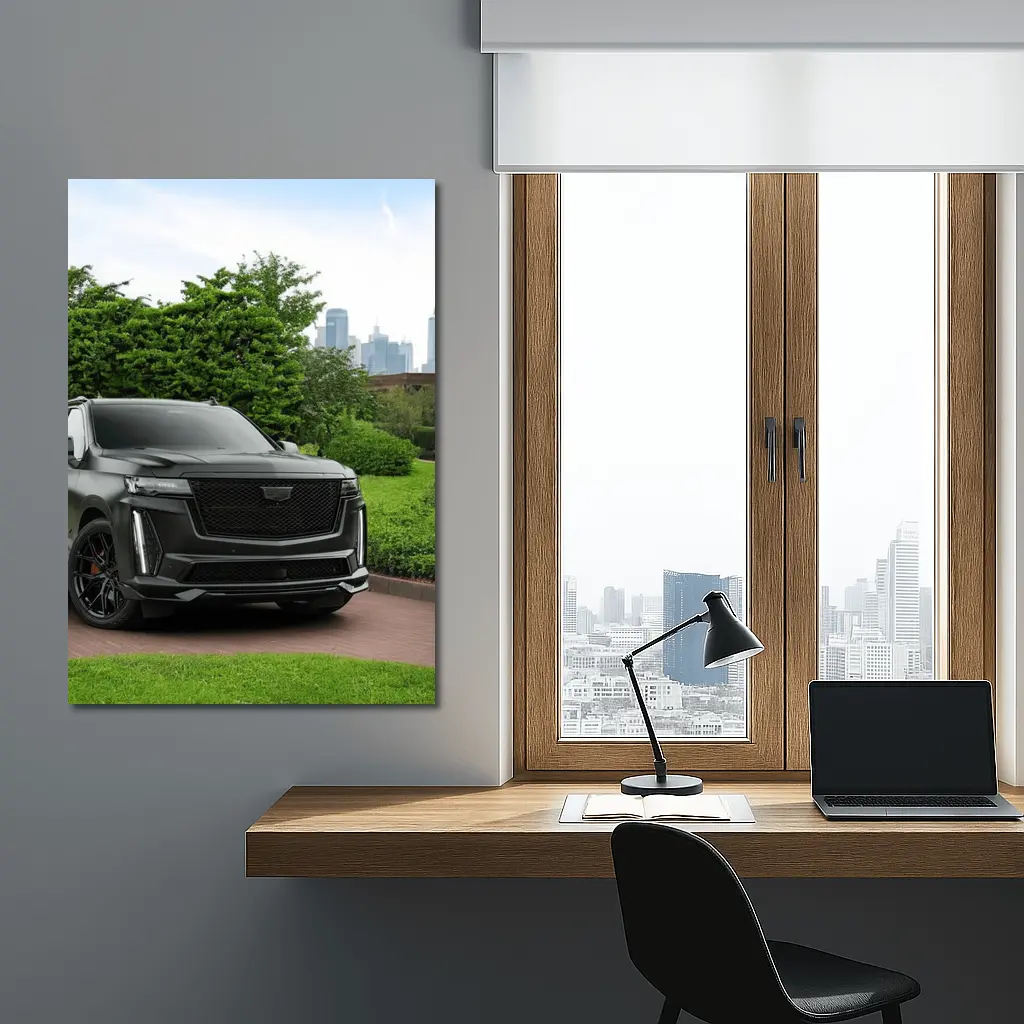 Cadillac Escalade Black SUV City Background – Wall Art