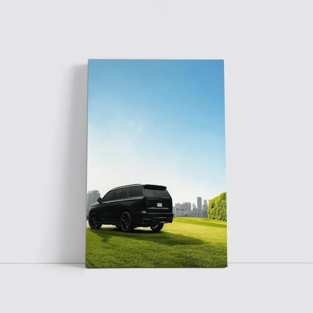 Black Cadillac Escalade Green Field City – Wall Art