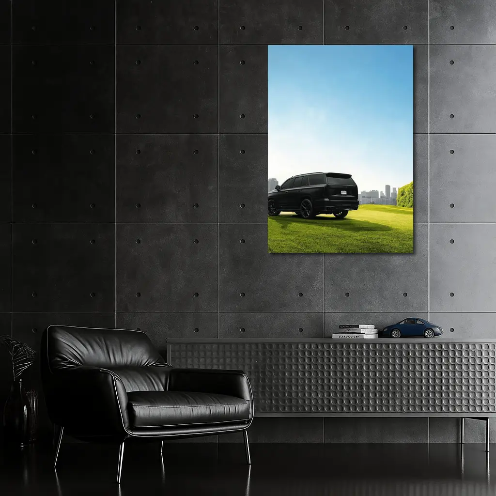 Black Cadillac Escalade Green Field City – Wall Art