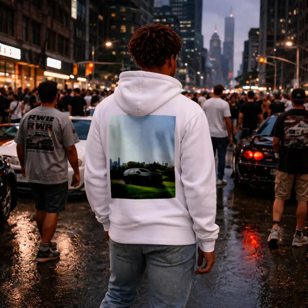 Cadillac Escalade Black SUV City Skyline – Hoodies