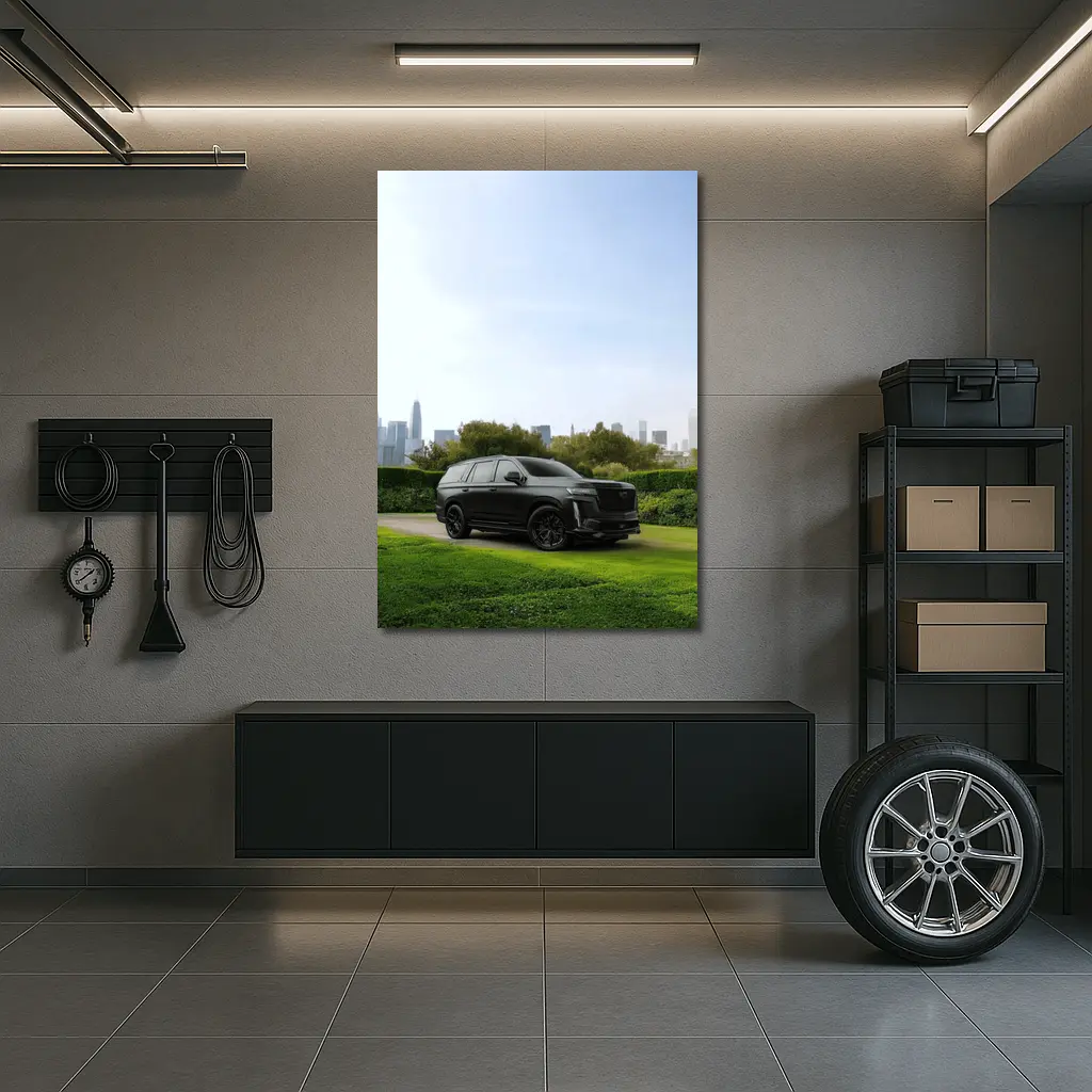 Cadillac Escalade Black SUV City Skyline – Wall Art