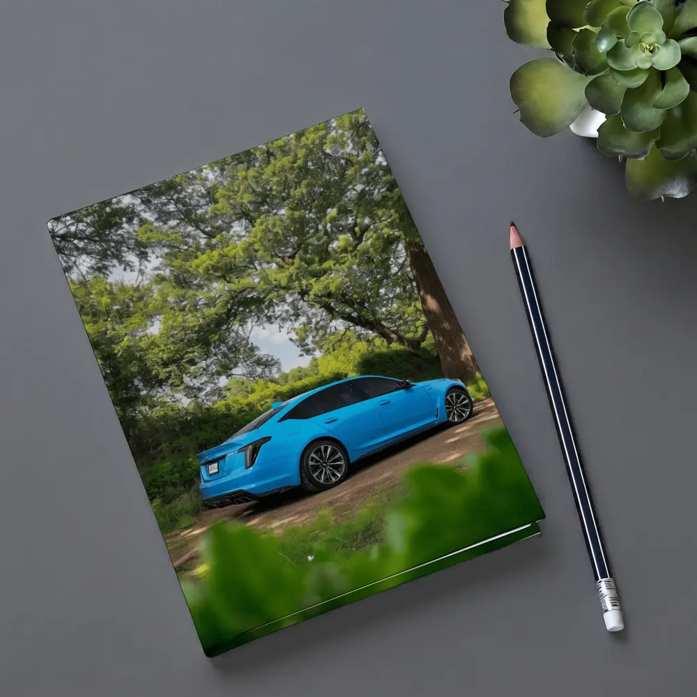 Cadillac CT5 Blue Parked Forest Setting – Notebooks