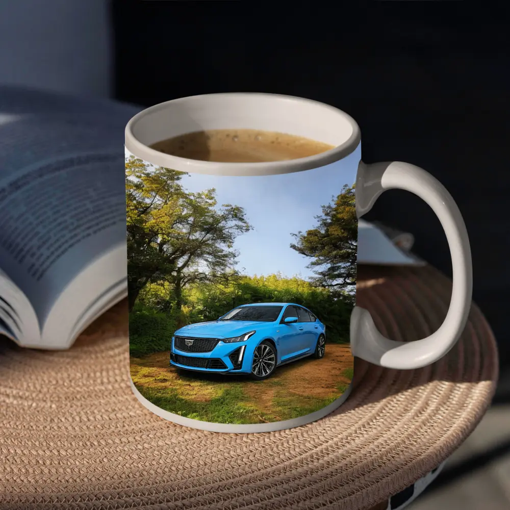 Cadillac CT5 Blue Sedan Forest Setting – Mugs