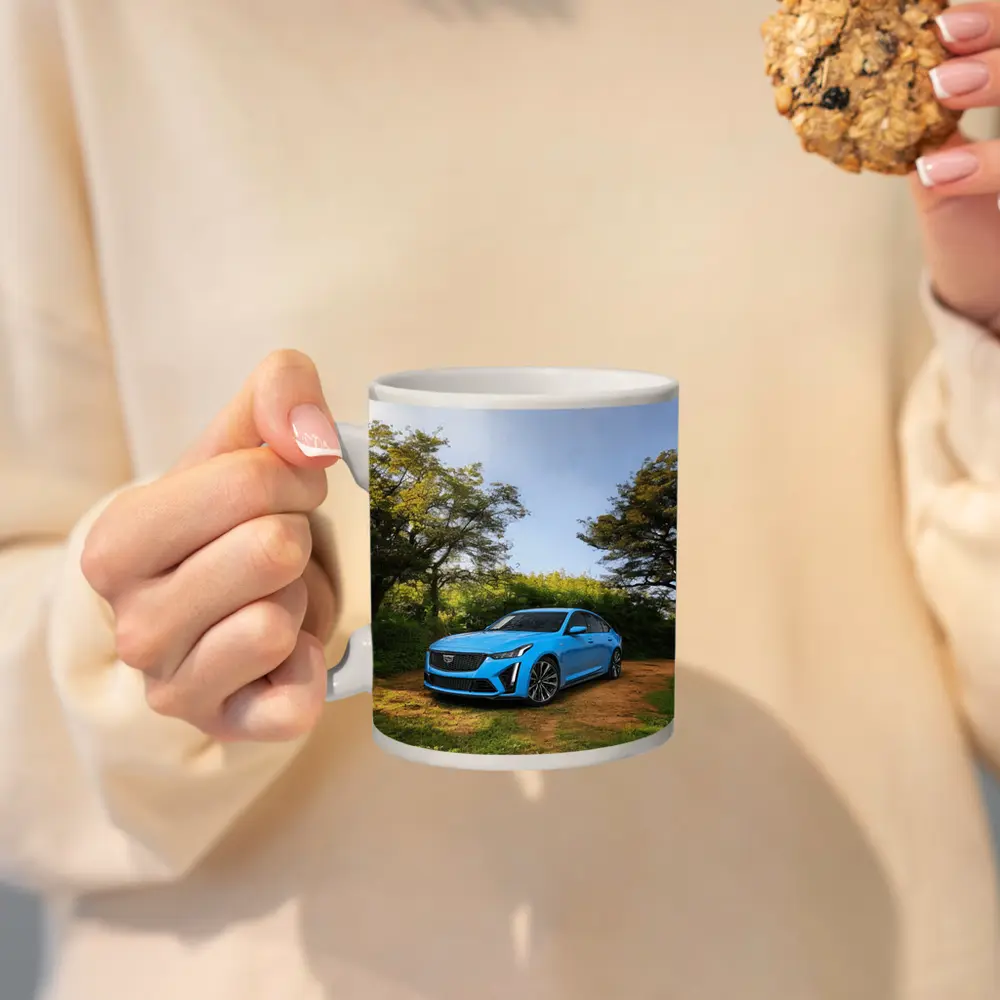 Cadillac CT5 Blue Sedan Forest Setting – Mugs