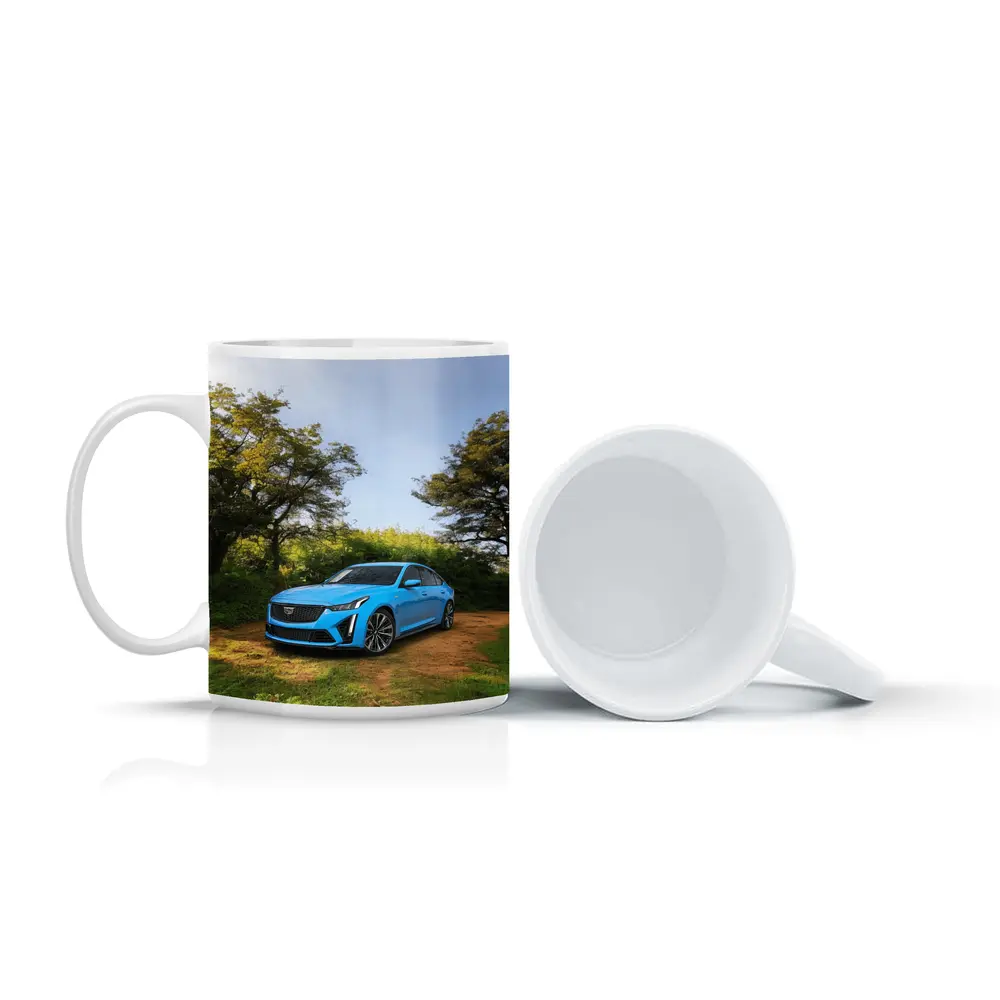 Cadillac CT5 Blue Sedan Forest Setting – Mugs