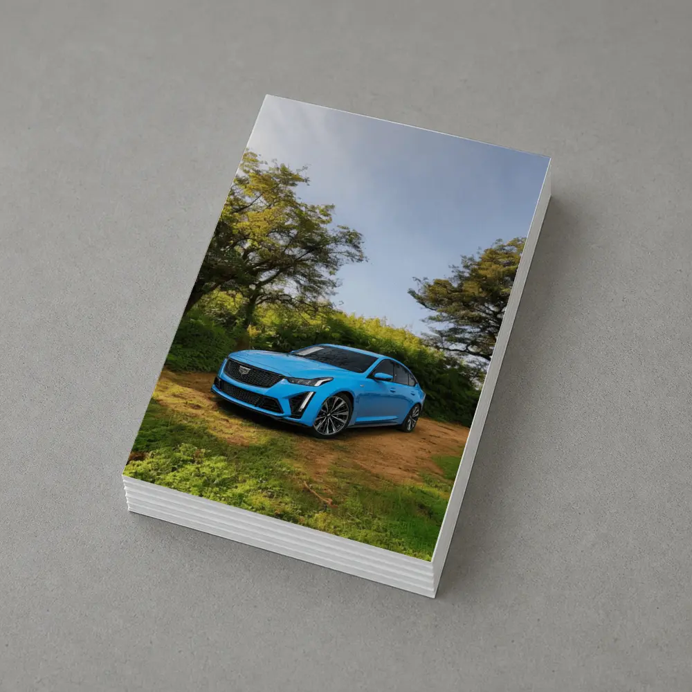 Cadillac CT5 Blue Sedan Forest Setting – Postcards