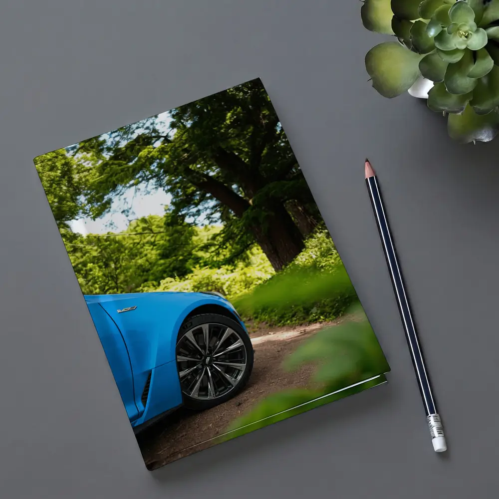 Cadillac CT5 Blue Car Forest Road – Notebooks