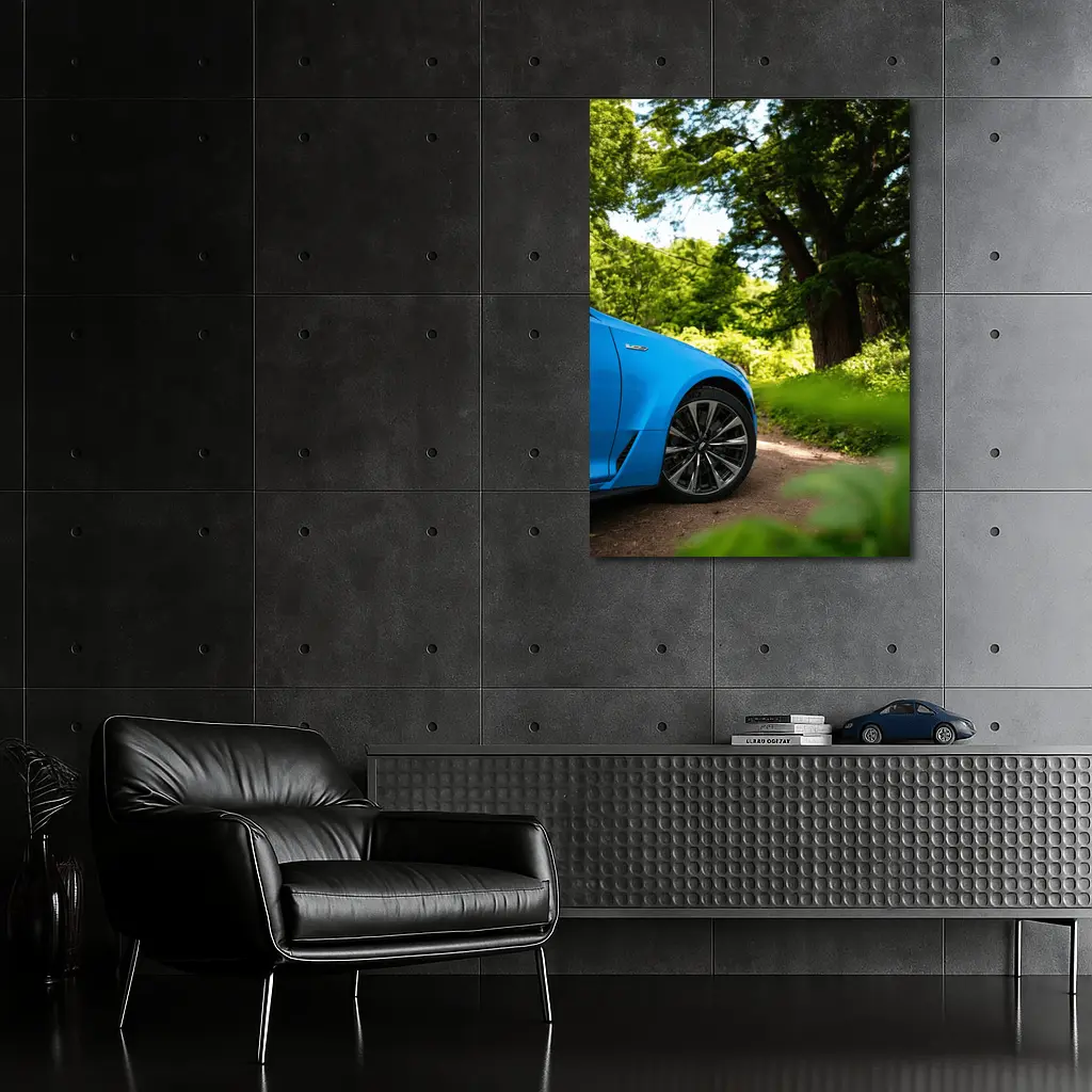 Cadillac CT5 Blue Car Forest Road – Wall Art
