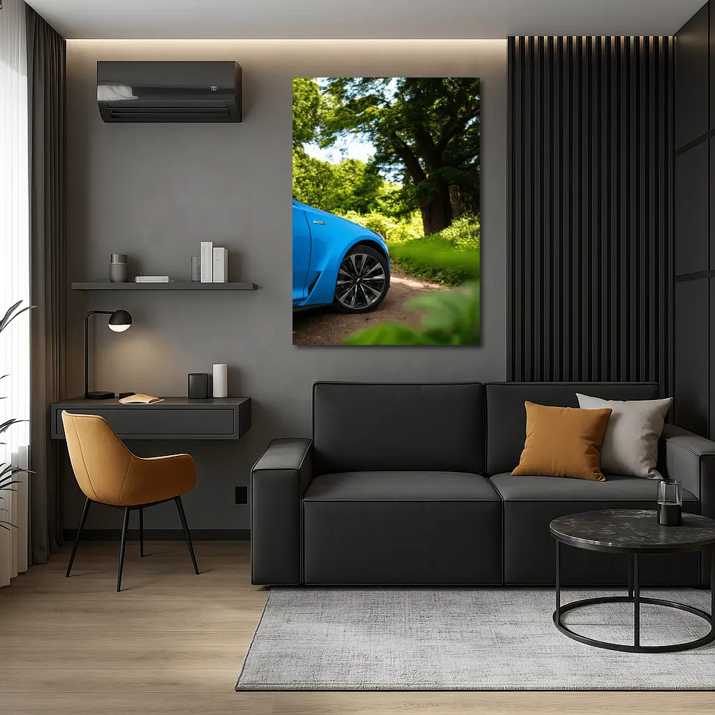 Cadillac CT5 Blue Car Forest Road – Wall Art