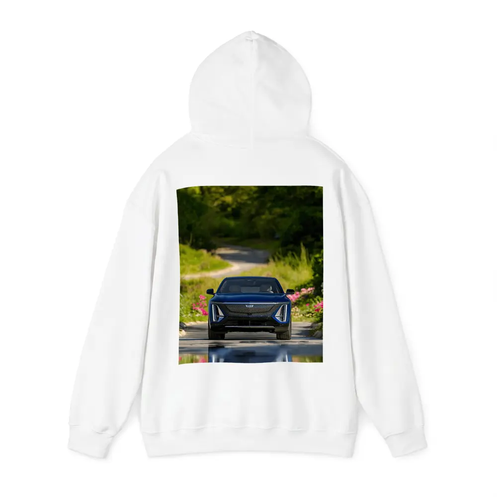 Cadillac Lyriq Blue Front View Green Park – Hoodies