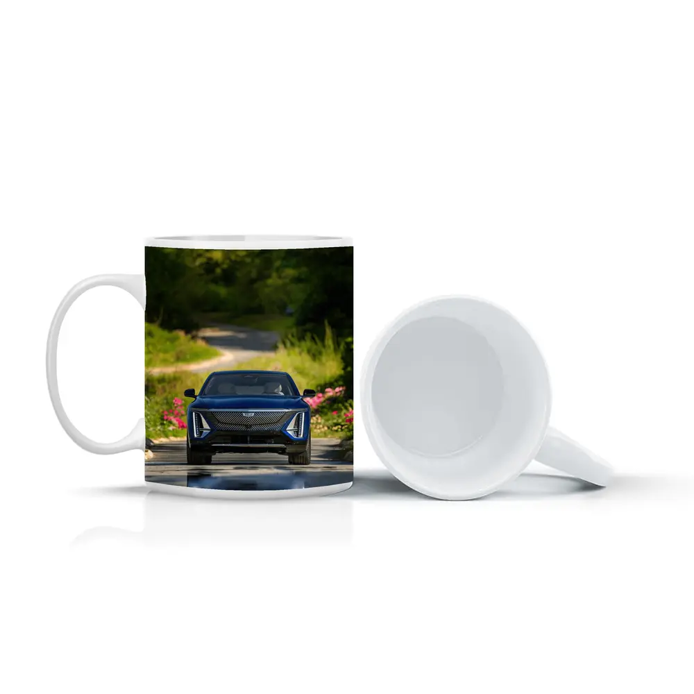 Cadillac Lyriq Blue Front View Green Park – Mugs