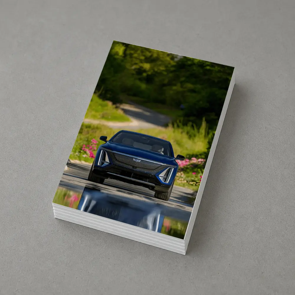 Cadillac Lyriq Blue Front View Green Park – Postcards