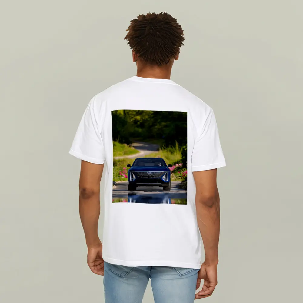Cadillac Lyriq Blue Front View Green Park – T-Shirts