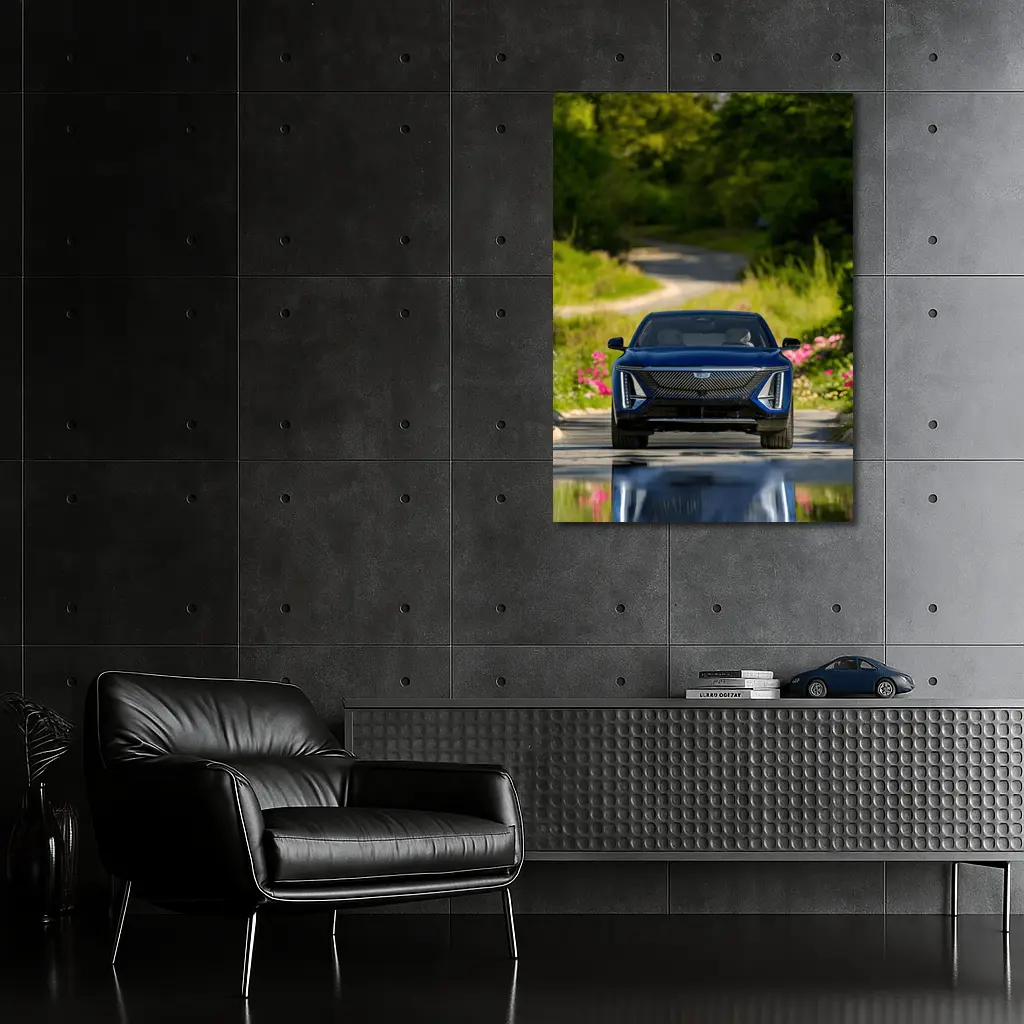 Cadillac Lyriq Blue Front View Green Park – Wall Art