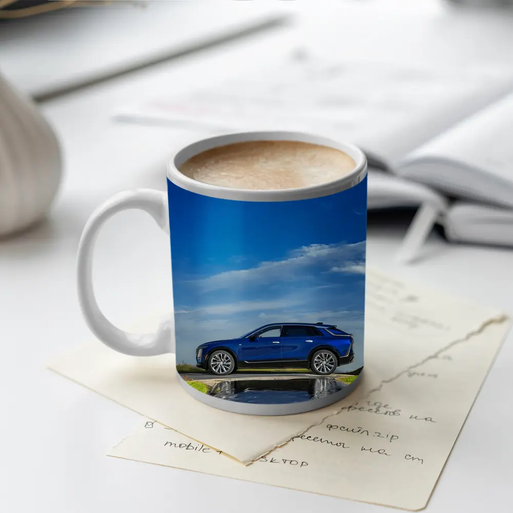 Cadillac Lyriq Blue SUV Cloudy Sky – Mugs
