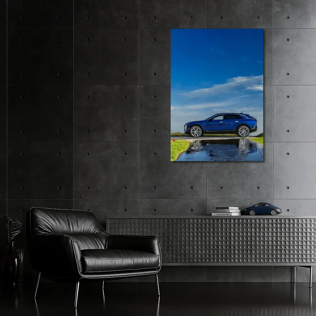 Cadillac Lyriq Blue SUV Cloudy Sky – Wall Art