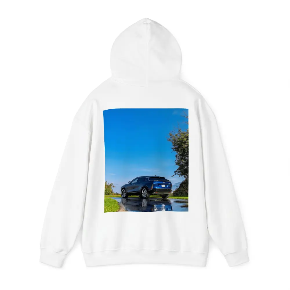 Cadillac IQ Blue SUV Wet Road – Hoodies