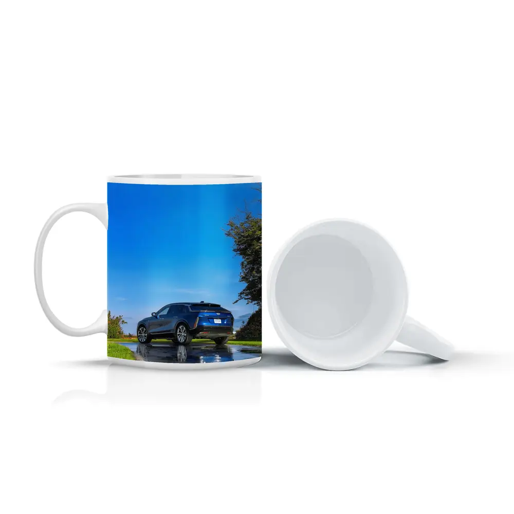 Cadillac IQ Blue SUV Wet Road – Mugs