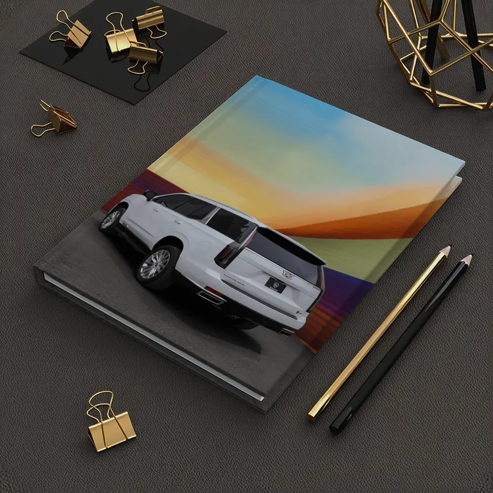 Cadillac Escalade White Against Colorful Wall – Notebooks