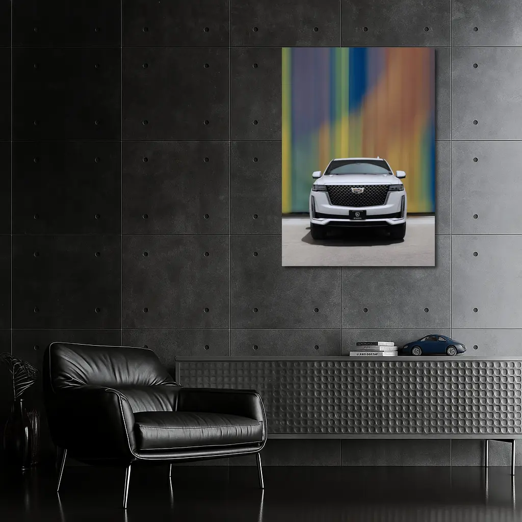Cadillac Escalade White Front Colorful Wall – Wall Art