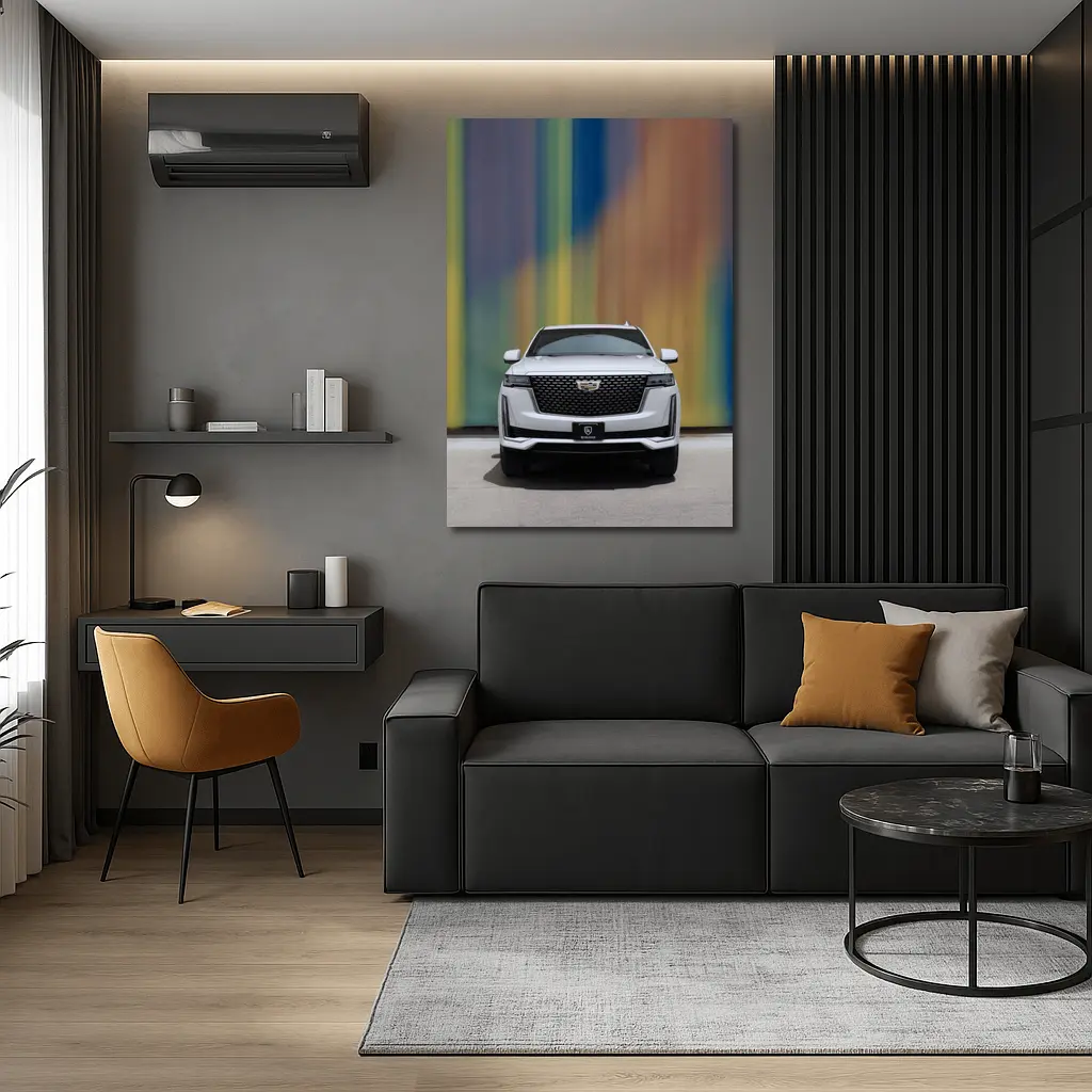 Cadillac Escalade White Front Colorful Wall – Wall Art