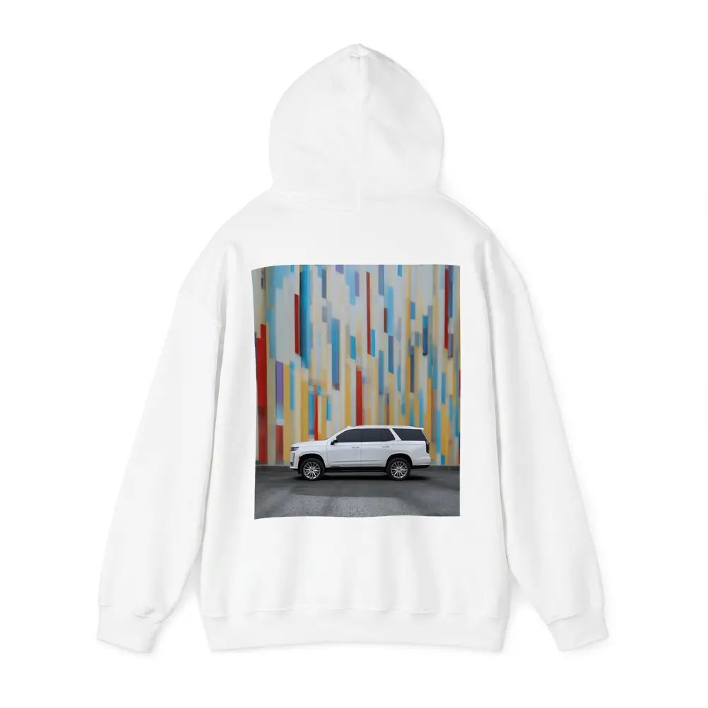 Cadillac Escalade White SUV Colorful Wall – Hoodies