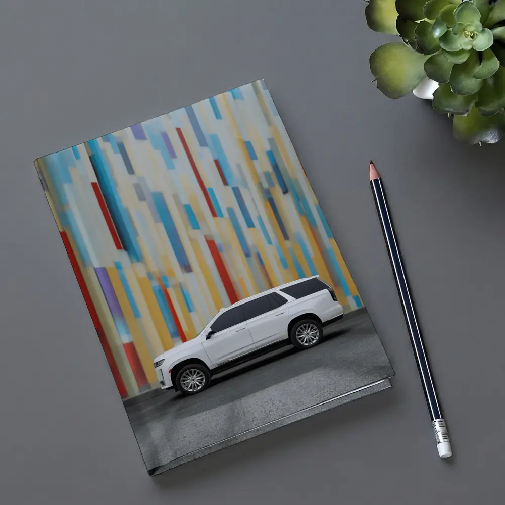 Cadillac Escalade White SUV Colorful Wall – Notebooks
