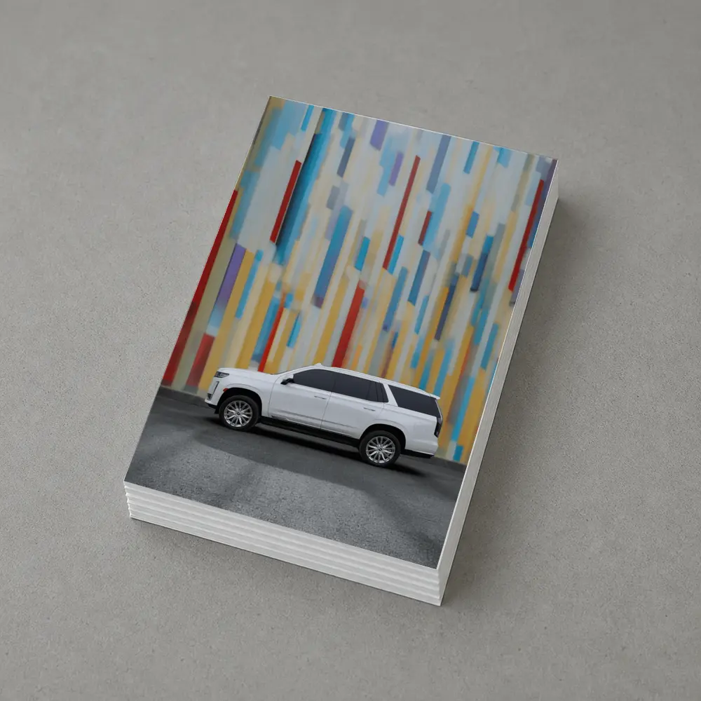 Cadillac Escalade White SUV Colorful Wall – Postcards