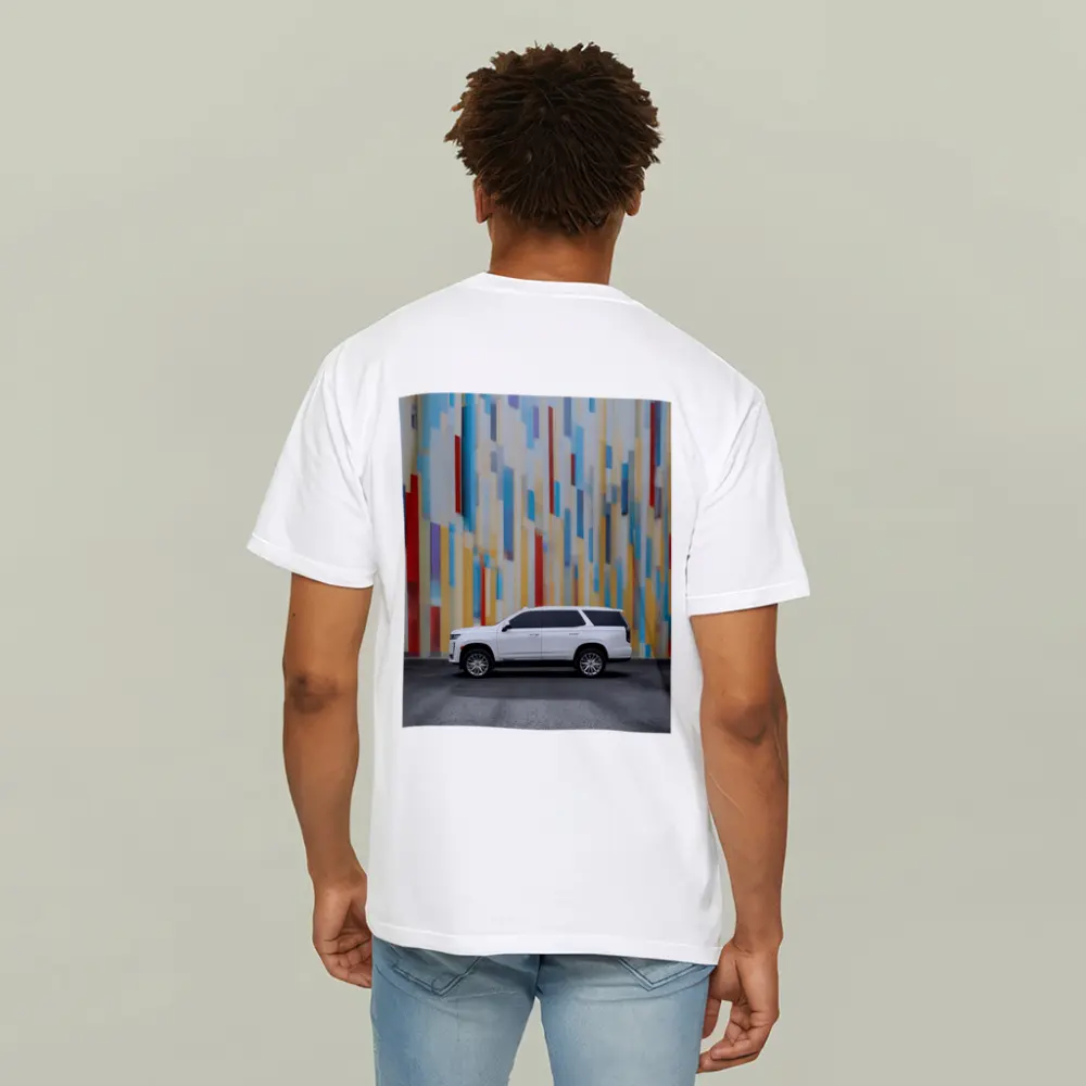 Cadillac Escalade White SUV Colorful Wall – T-Shirts