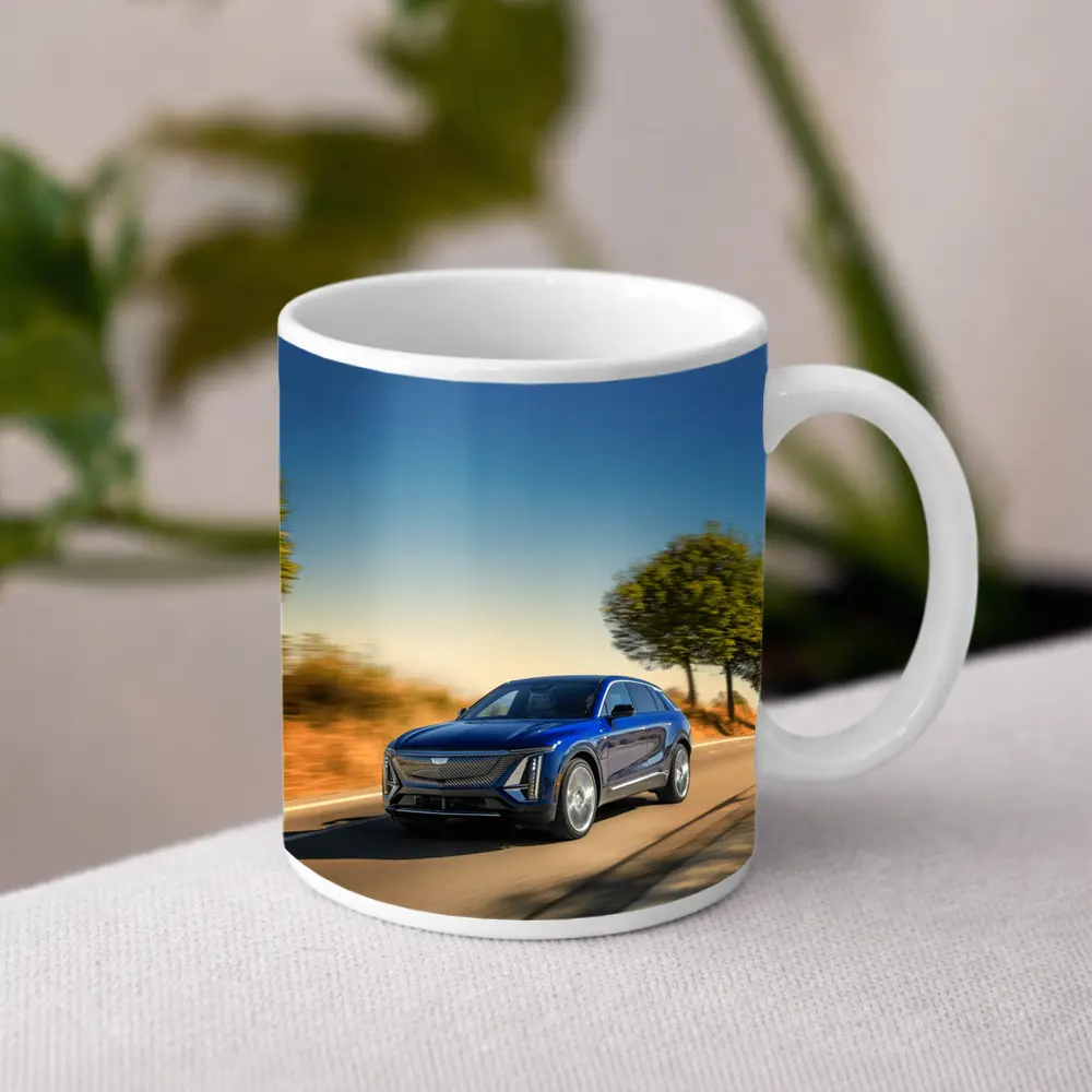Cadillac Lyriq Blue SUV Open Road Drive – Mugs