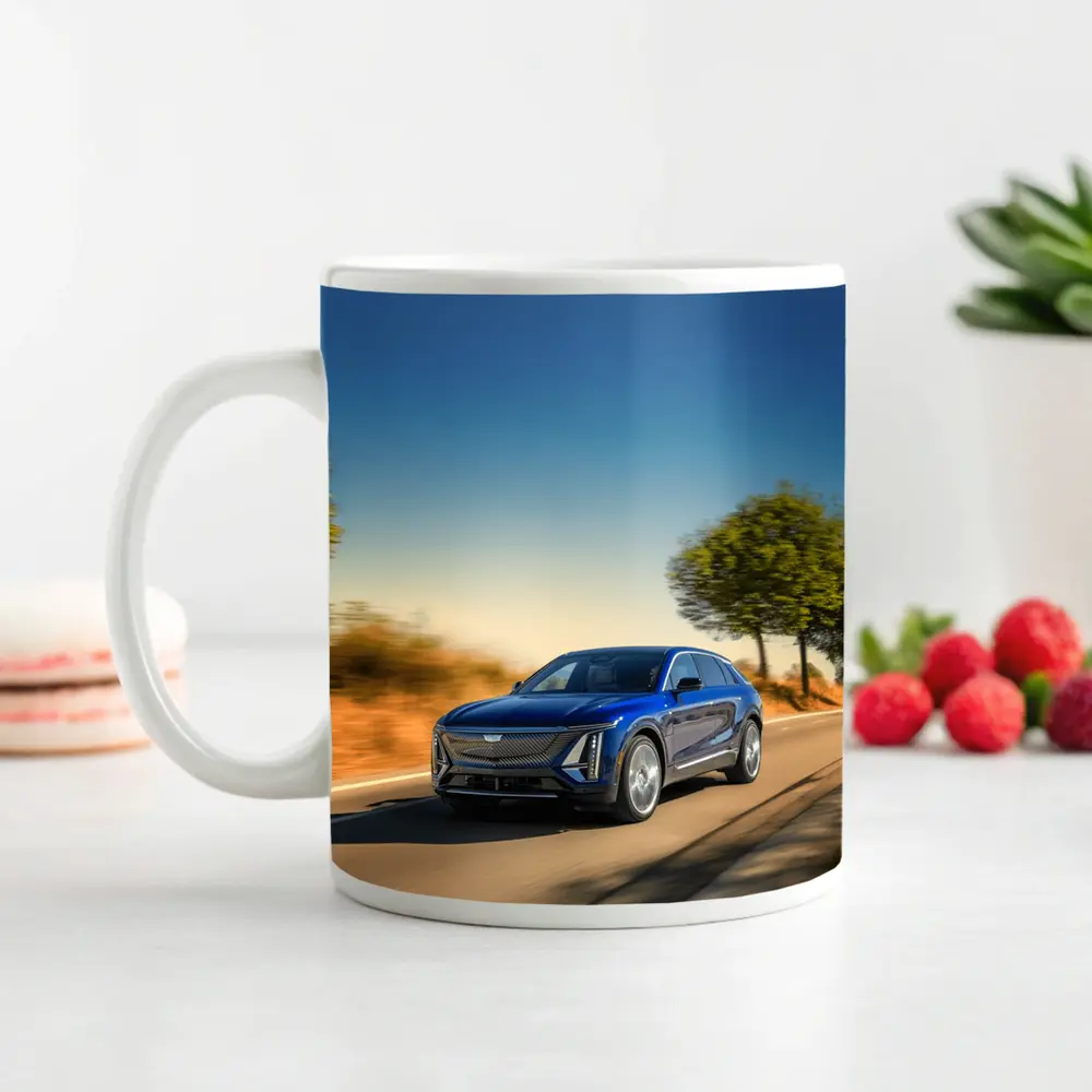 Cadillac Lyriq Blue SUV Open Road Drive – Mugs