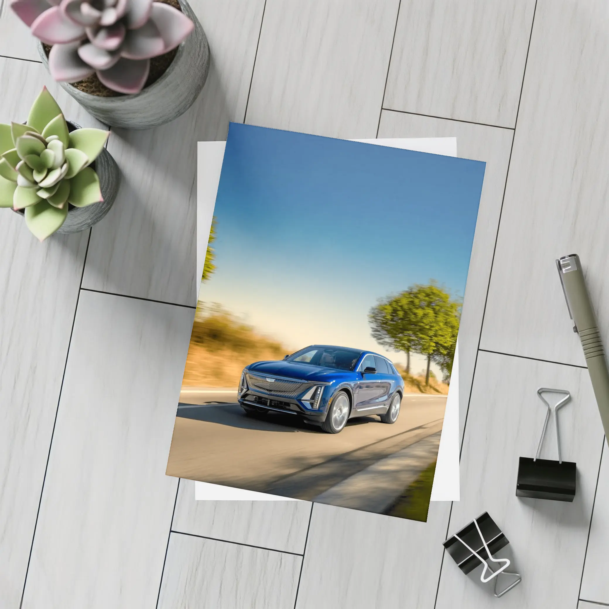 Cadillac Lyriq Blue SUV Open Road Drive – Postcards