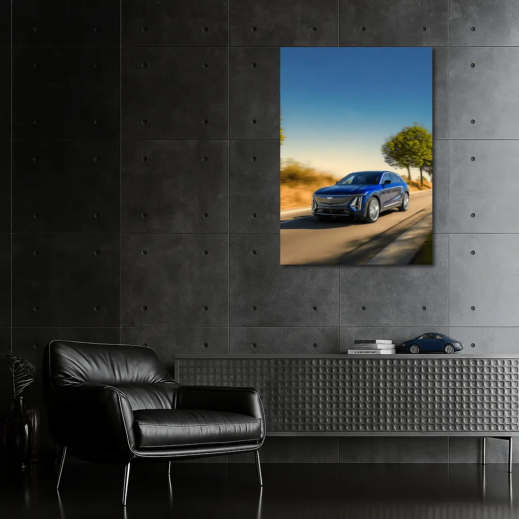 Cadillac Lyriq Blue SUV Open Road Drive – Wall Art