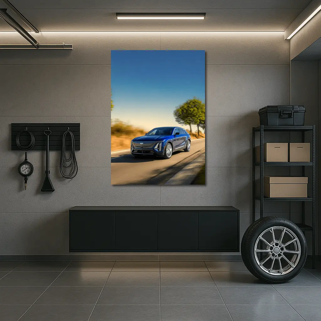 Cadillac Lyriq Blue SUV Open Road Drive – Wall Art