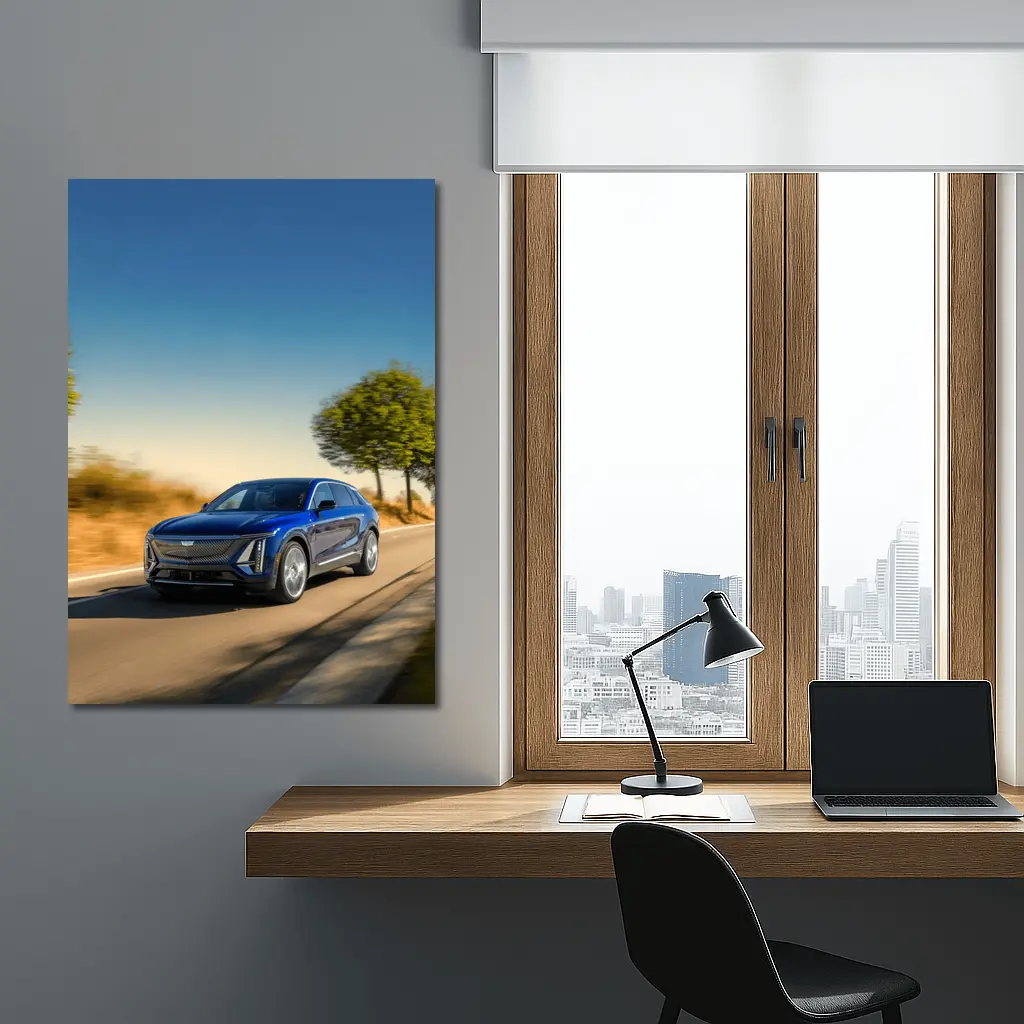 Cadillac Lyriq Blue SUV Open Road Drive – Wall Art